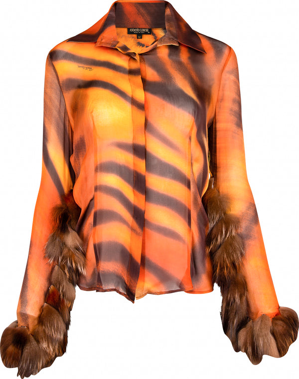 Roberto Cavalli Fall 2000 Runway Silk Chiffon Printed Top