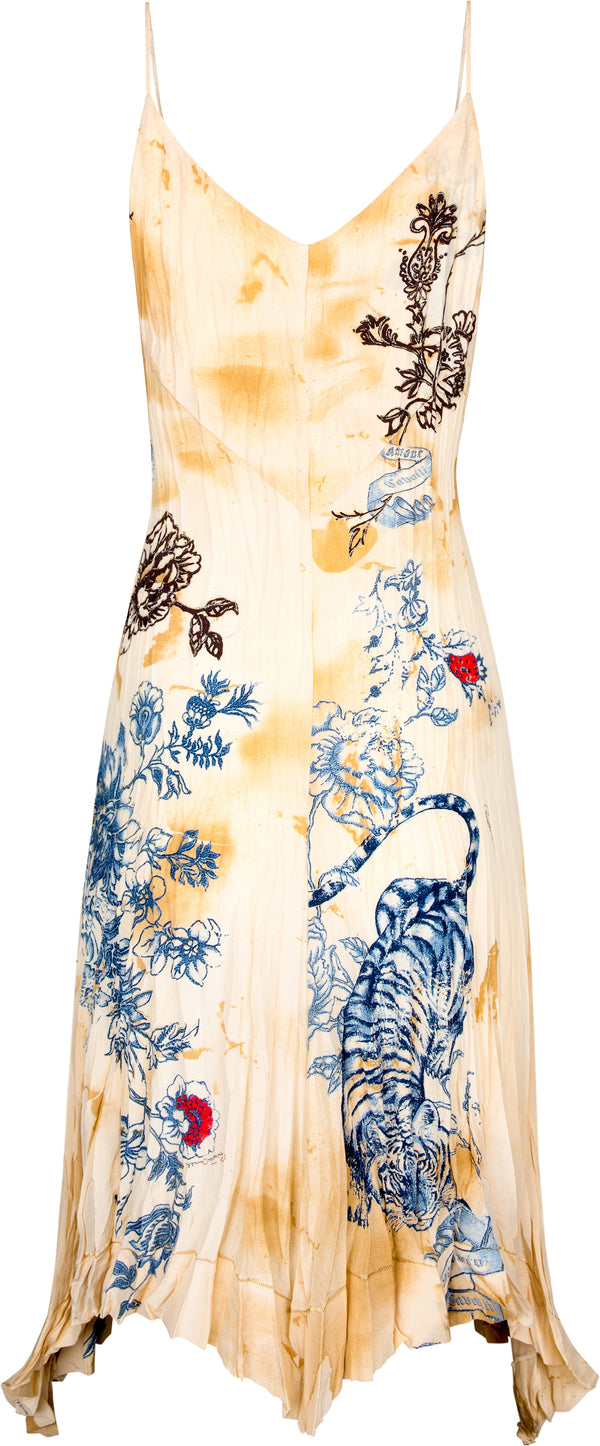 Roberto Cavalli Spring 2003 Tattoo Printed Cocktail Dress