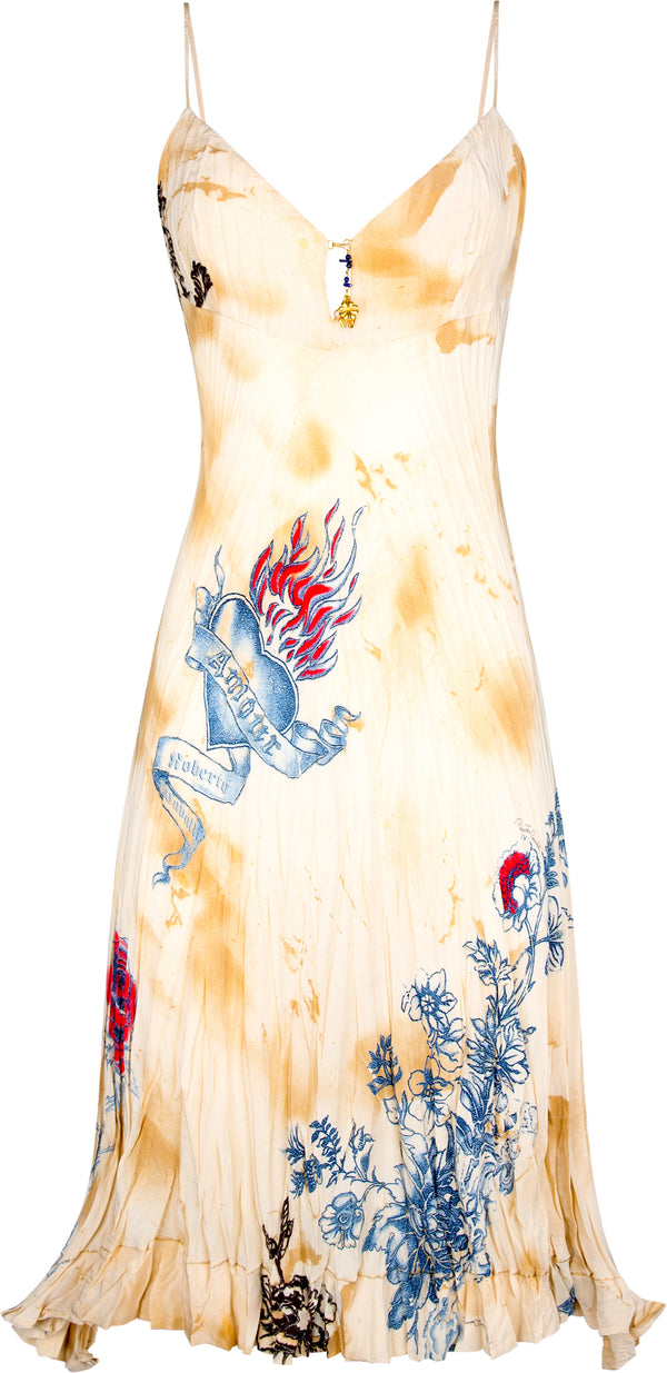 Roberto Cavalli Spring 2003 Tattoo Printed Cocktail Dress