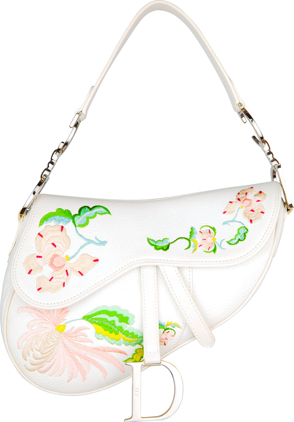 Christian Dior Floral Embroidered Saddle Bag