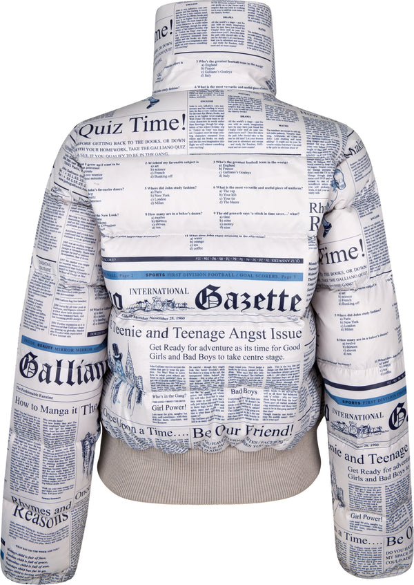 John Galliano Gazette Newspaper Puffer Jacket