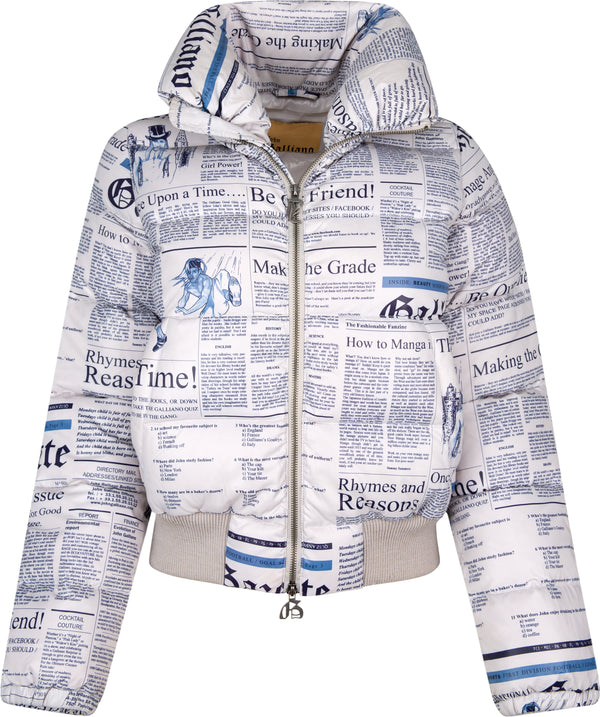 John Galliano Gazette Newspaper Puffer Jacket