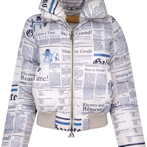 John Galliano Gazette Newspaper Puffer Jacket | EL CYCER