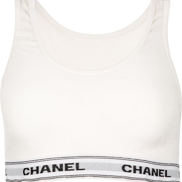 Chanel Vintage Logo Crop TopTank Top Womens RARE Archive Womens  Fashion Tops Sleeveless on Carousell