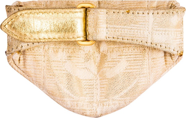 Chanel Mini Gold Canvas Wristlet Pouch