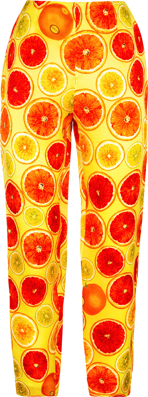 Gucci Spring 1995 Citrus Logo Print Silk Pants