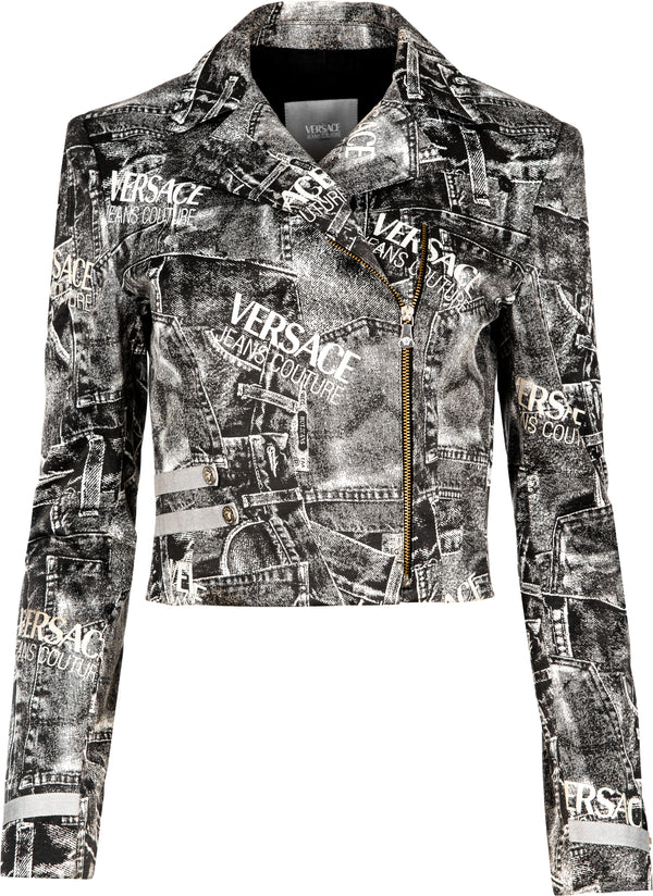 Gianni Versace Trompe L'oeil Motorcycle Denim Jacket