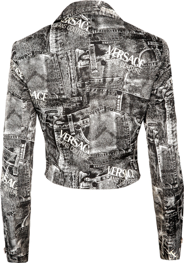 Gianni Versace Trompe L'oeil Motorcycle Denim Jacket