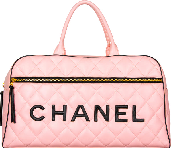 Chanel Vinyl Quilted Jumbo Travel Logo Bag