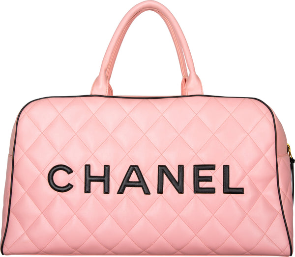 Chanel Vinyl Quilted Jumbo Travel Logo Bag