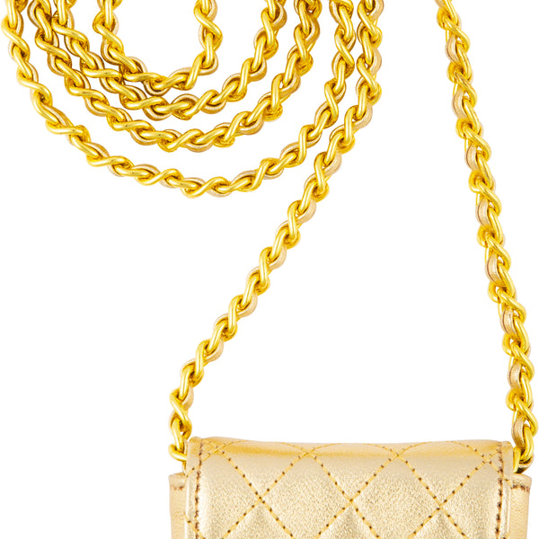 Chanel Spring 1992 Gold Micro Mini Crossbody Bag