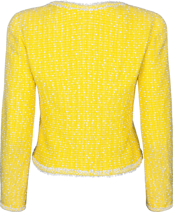 Chanel Spring 1997 Runway Tweed Cropped Yellow Blazer