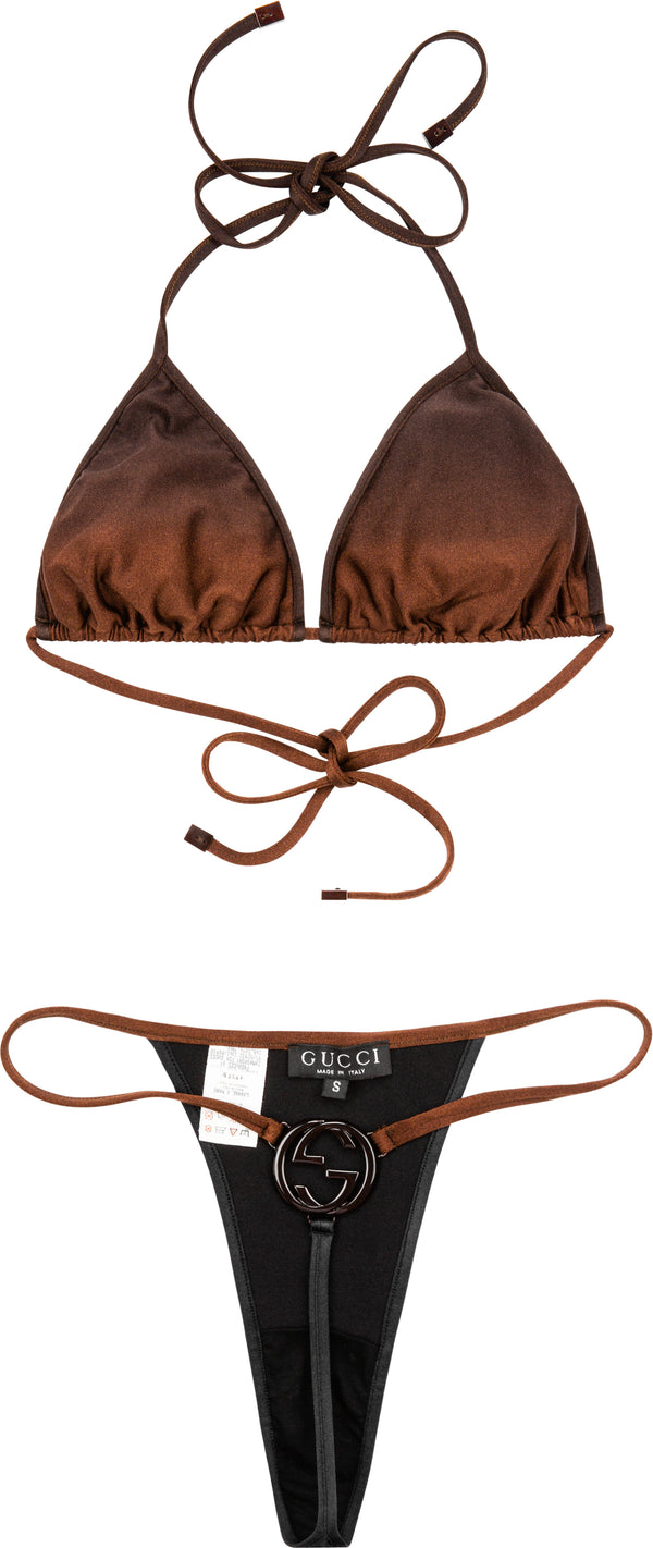 Gucci Women's Museum Spring 1997 Runway Metal Logo G Bikini