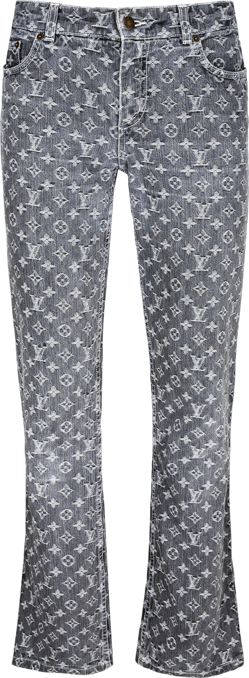Shop Louis Vuitton Dots Monogram Denim Leather Cotton Logo Jeans