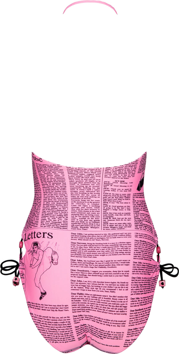 John Galliano Pink Gazette Newspaper One-Piece