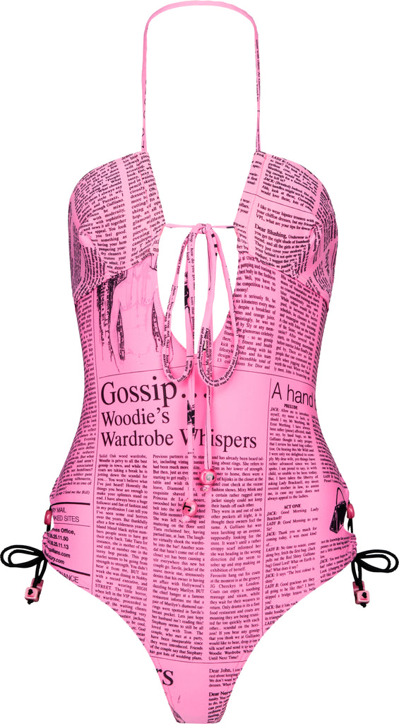 John Galliano Pink Gazette Newspaper One-Piece | EL CYCER