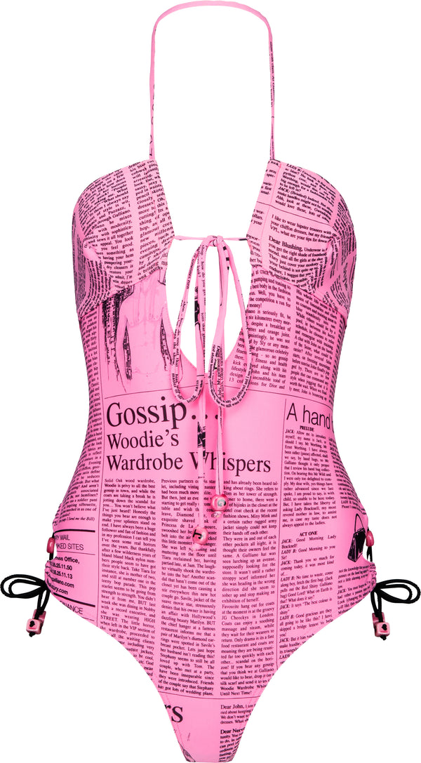 John Galliano Pink Gazette Newspaper One-Piece