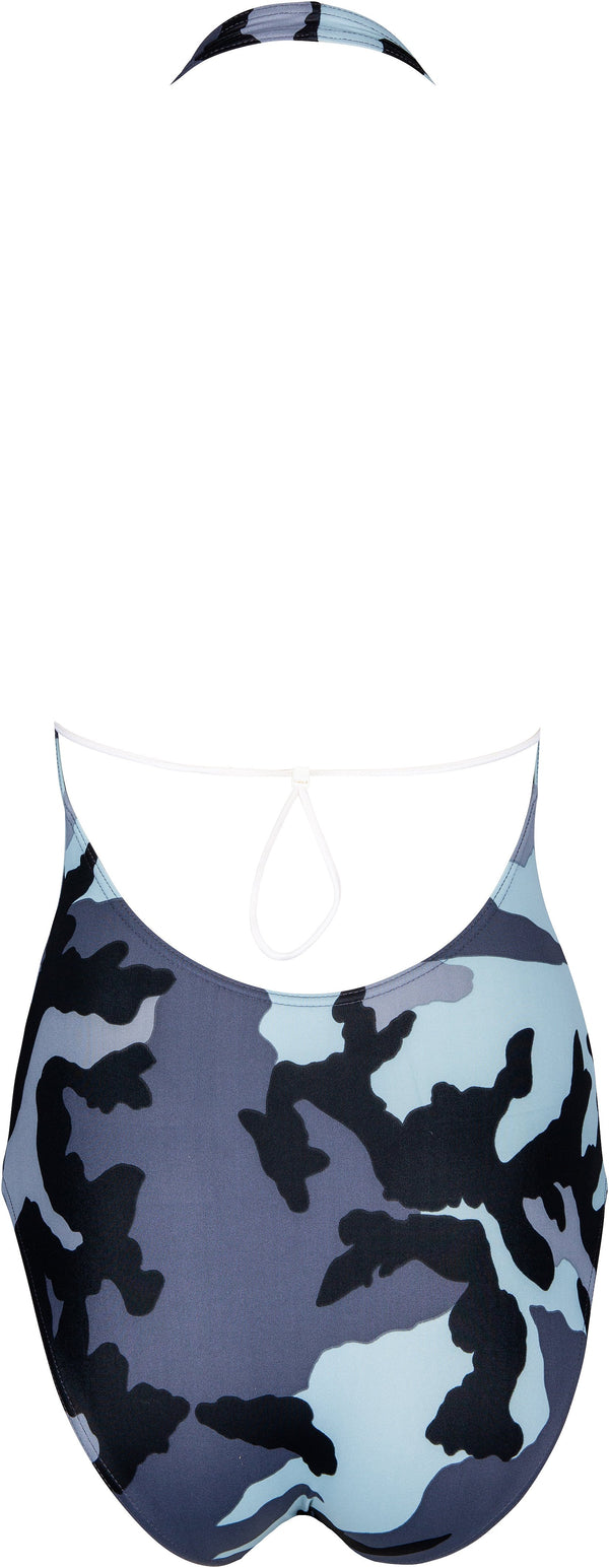 Christian Dior Grey Camouflage Halter One-Piece