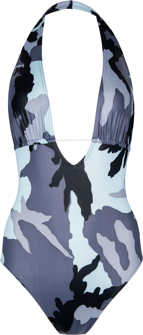 Christian Dior Grey Camouflage Halter One-Piece