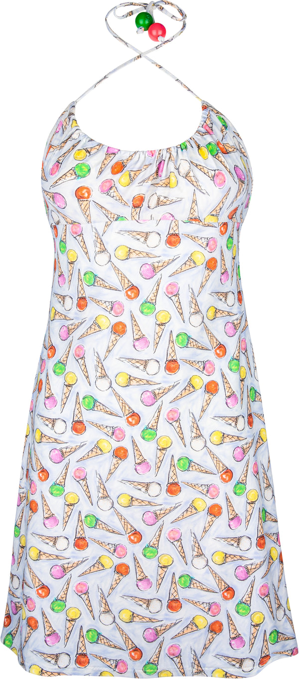 Chanel Cruise 2004 Ice Cream Logo Embellished Halter Dress