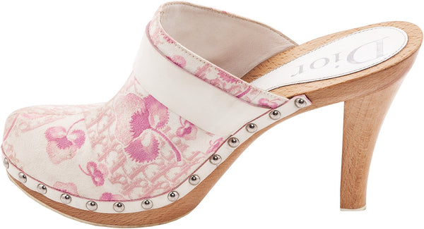 Christian Dior Resort Logo Flowers Platform Clogs