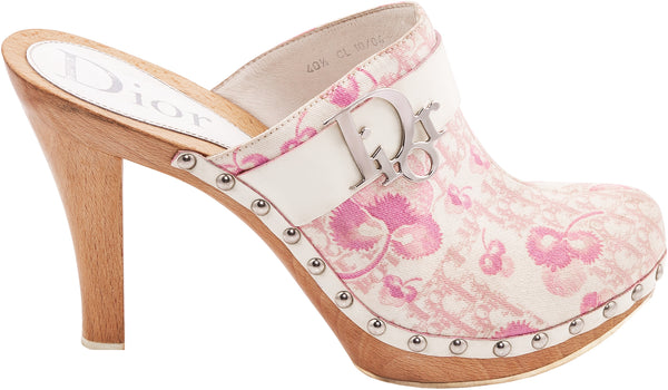 Christian Dior Resort Logo Flowers Platform Clogs