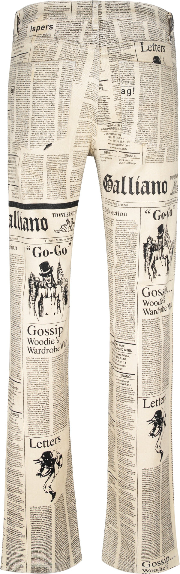 John Galliano Gazette Beige Newspaper Jeans