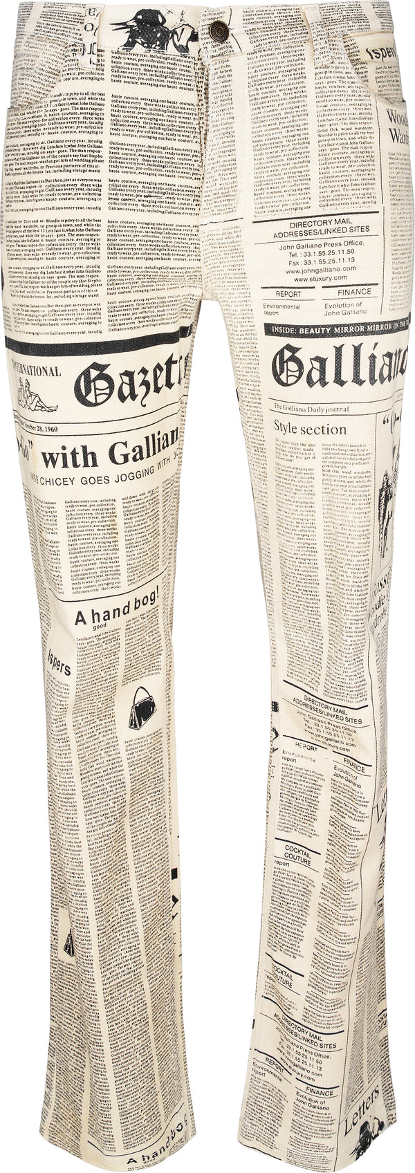 John Galliano Gazette Beige Newspaper Jeans